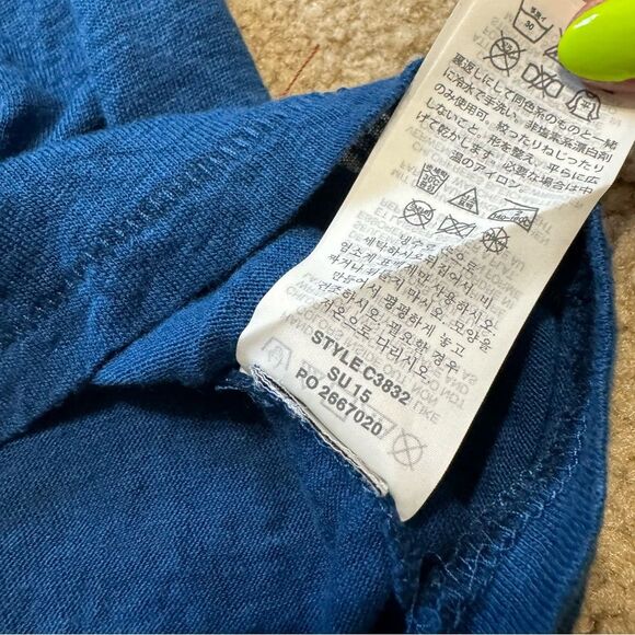 J. Crew 100% Linen short sleeve top with crochet trim, deep blue, size XXS - Picture 6 of 8